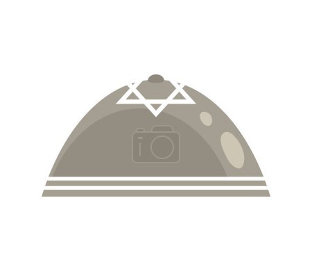 Téléchargez les illustrations : Kippah gris avec vecteur étoile davide isolé - en licence libre de droit