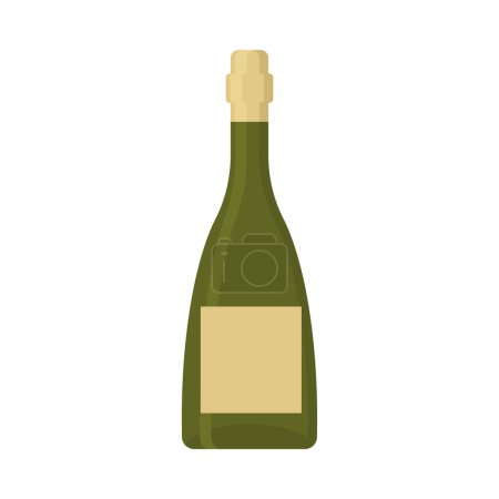 Téléchargez les illustrations : Bouteille de vin vert vecteur isolé - en licence libre de droit