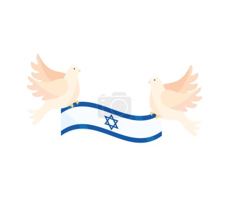 israel peace doves with flag vector isolated