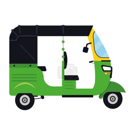 Illustration for Rickshaw green illustration vector isolated - Royalty Free Image