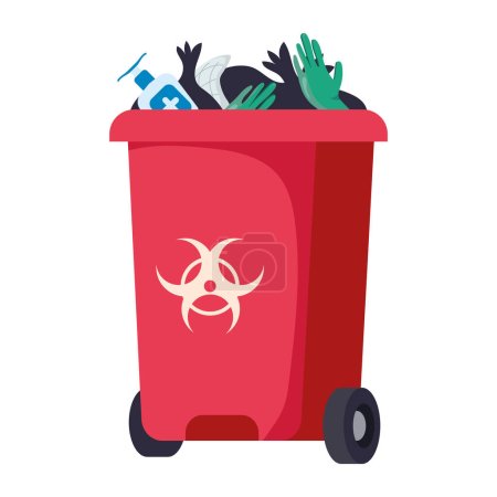 waste bin red toxic vector isolated