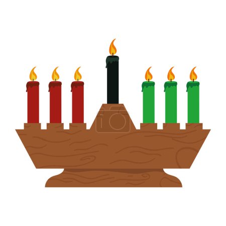 Téléchargez les illustrations : Kwanzaa sept bougies vecteur isolé - en licence libre de droit