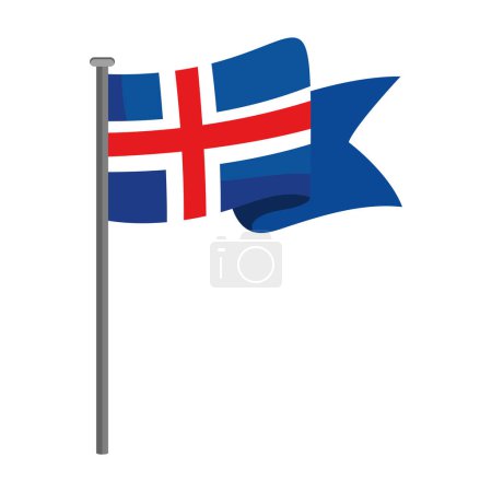 Téléchargez les illustrations : Iceland drapeau agitant vecteur isolé - en licence libre de droit