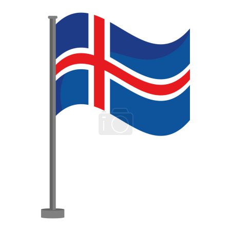Téléchargez les illustrations : Iceland drapeau illustration sur post vecteur isolé - en licence libre de droit