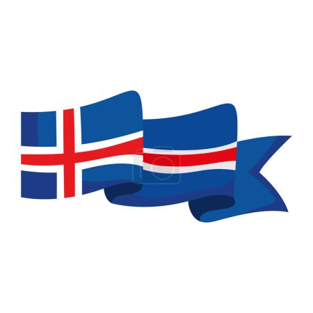 Téléchargez les illustrations : Iceland drapeau agitant vecteur illustration isolé - en licence libre de droit