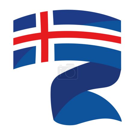 Téléchargez les illustrations : Iceland drapeau agitant vecteur de conception isolé - en licence libre de droit