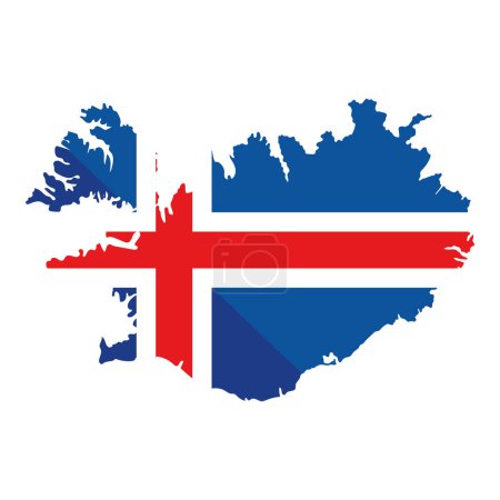Téléchargez les illustrations : Iceland drapeau et vecteur de carte isolé - en licence libre de droit
