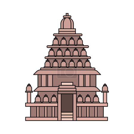 Ilustración de Prambanan templo indonesio vector aislado - Imagen libre de derechos
