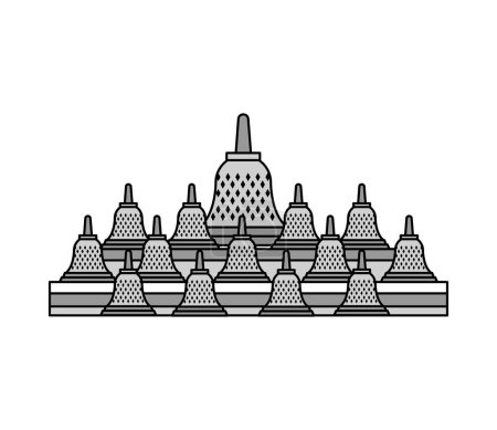 Illustration for Borobudur indonesian temple vector isolated - Royalty Free Image