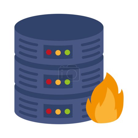 Illustration for Database server and fire vector isolated - Royalty Free Image