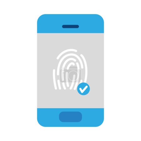 Téléchargez les illustrations : Sécurité du téléphone avec vecteur d'empreintes digitales isolé - en licence libre de droit