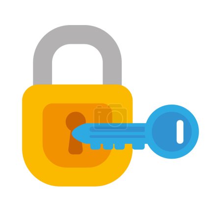 Téléchargez les illustrations : Illustration de sécurité des données de clé avec vecteur de cadenas isolé - en licence libre de droit