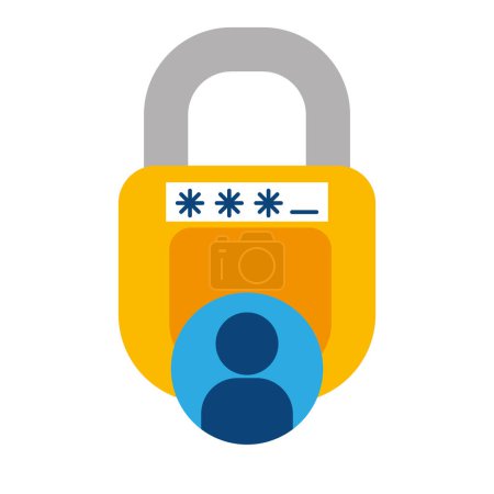 Téléchargez les illustrations : Illustration de sécurité des données avec vecteur de cadenas isolé - en licence libre de droit
