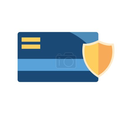 Téléchargez les illustrations : Illustration de sécurité des données d'un vecteur de carte de crédit et cadenas isolé - en licence libre de droit
