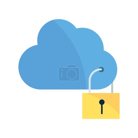 Téléchargez les illustrations : Illustration de sécurité des données d'un vecteur cloud et cadenas isolé - en licence libre de droit