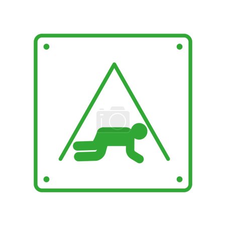 Illustration for Earthquake icon signal of crouch under something vector isolated - Royalty Free Image