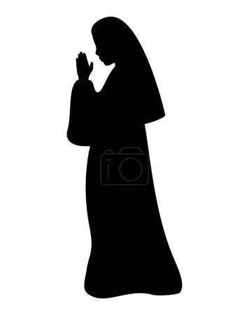Téléchargez les illustrations : Mary icône silhouette vecteur isolé - en licence libre de droit