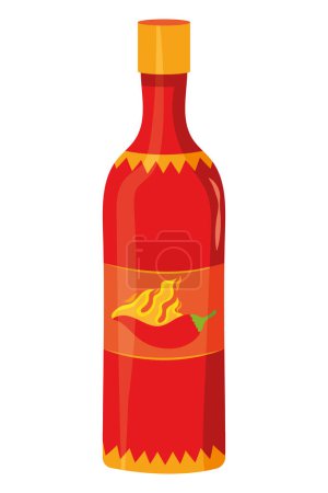 Illustration for Chilli pepper sauce bottle vector isolated - Royalty Free Image
