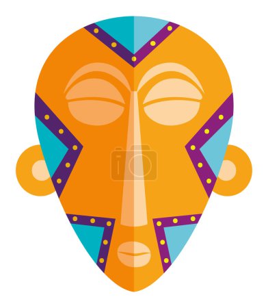 Téléchargez les illustrations : Masque nigérian vecteur traditionnel isolé - en licence libre de droit