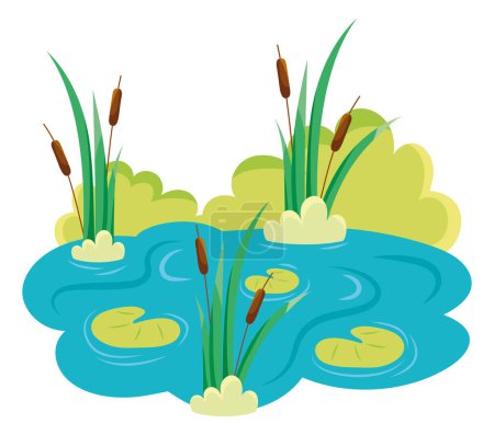 Illustration for Wetland with flowers illustration vector isolated - Royalty Free Image
