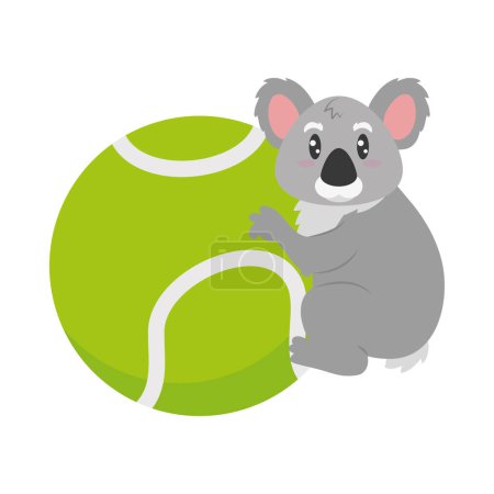 Téléchargez les illustrations : Australie tennis koala vecteur isolé - en licence libre de droit