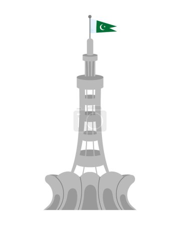 pakistan minar landmark isolated illustration