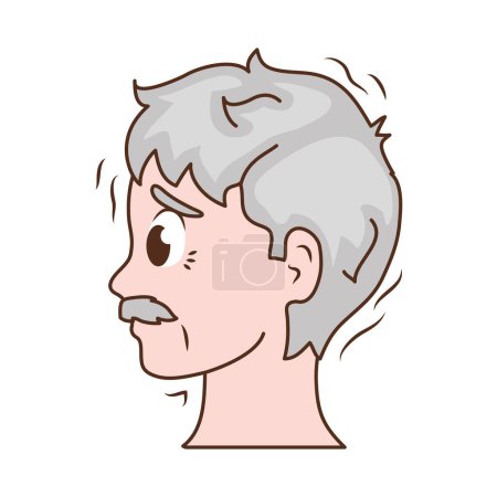 parkinson sick old man profile isolated