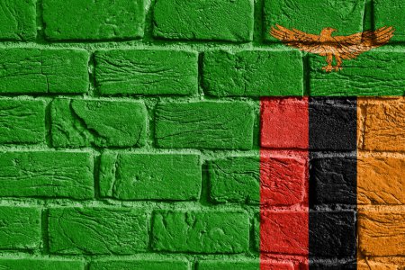 Téléchargez les photos : Drapeau de Zambie sur le mur - en image libre de droit