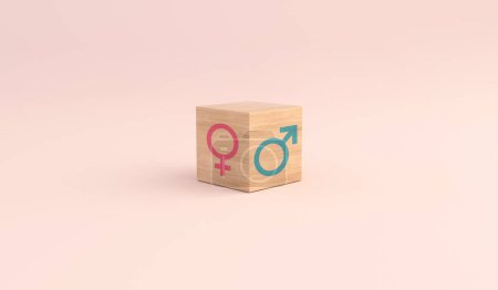 Photo for Gender equality concept. Male and female gender icons against pink background. 3D rendering - Royalty Free Image