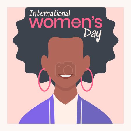 Illustration for Muslim, african, black woman celebrate, Women of different ages and cultures together in international womens day. Vector illustration. - Royalty Free Image