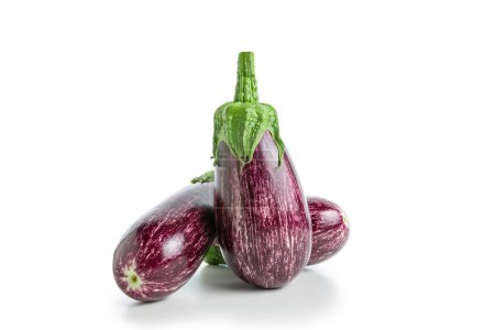 Photo for Ripe graffiti eggplants isolated on a white background. Food concept. - Royalty Free Image