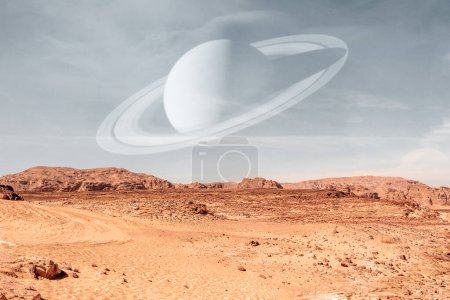 Téléchargez les photos : Surface de la planète Mars avec Saturne. Éléments de cette image fournis par la NASA. - en image libre de droit
