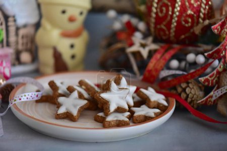 Photo for Christmas gingerbread cookies with icing - Royalty Free Image