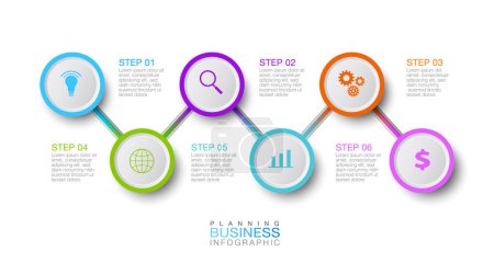 Photo for Business information planning infographic. Shows the hierarchy of business operations according to the 6-step ranking plan. - Royalty Free Image