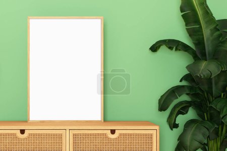 Photo for Disassemble frame on house background green, 3d rendering - Royalty Free Image