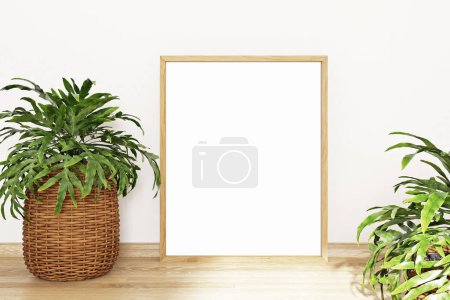 Photo for Mockup of a poster on a table in a room, 3d render - Royalty Free Image