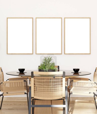 Photo for Poster mockup in living room interior, 3d render - Royalty Free Image