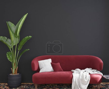 Interior background in living room, 3D rendering