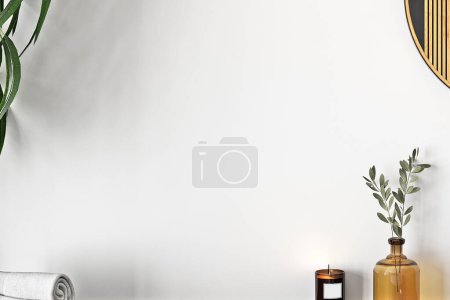 Foto de Baño interior de pared blanca, 3d renderizado - Imagen libre de derechos