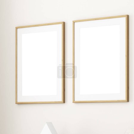 Photo for Blank picture frames on wall - Royalty Free Image