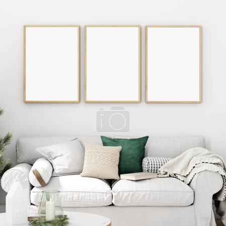 Photo for Christmas frame mockup in living room - Royalty Free Image
