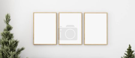 Photo for Three frame mockup in Christmas room - Royalty Free Image