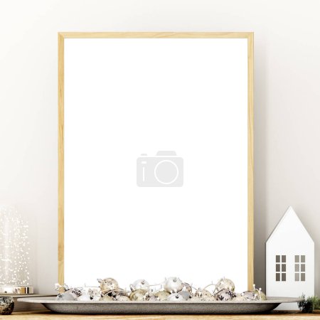 Photo for Mockup poster Christmas living room interior - Royalty Free Image