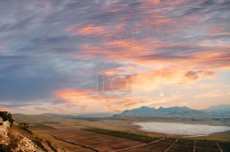 Photo for Beautiful landscape on mountain with sunset sky - Royalty Free Image