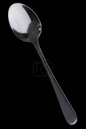 Photo for Coffee Spoon stainless steel isolated on black background - Royalty Free Image