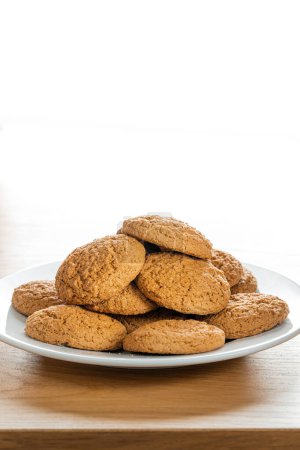 Photo for Oatmeal cookies. Fresh sweet pastries for tea. Homemade oatmeal sweets. - Royalty Free Image