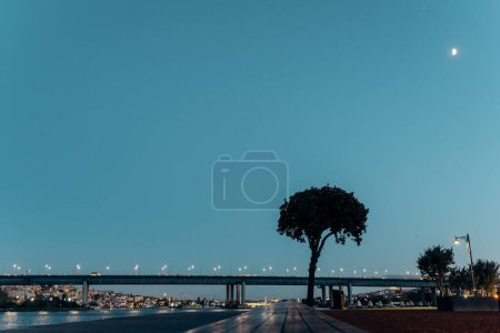 Foto de Hora de la noche en el paseo marítimo con vista al puente - Imagen libre de derechos