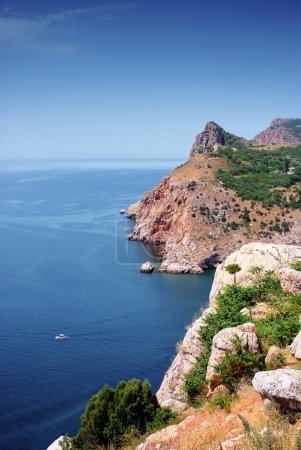 Photo for Beautiful seascape with a rocks shore. Crimea, Ukraine. - Royalty Free Image