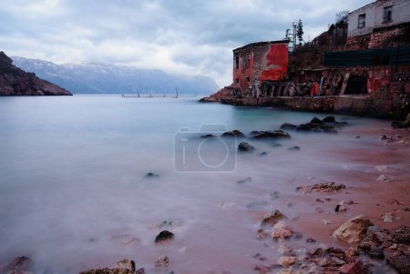 Photo for Balaklava Bay, Ukraine. Landscape with sea rock shore. - Royalty Free Image