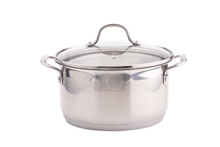 Photo for Silver shining cooking pot on white background - Royalty Free Image
